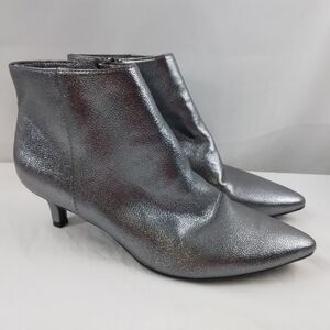 Naturalizer Giselle Ankle Booties Silver Retro 70s Elegant Women's Size 8.5